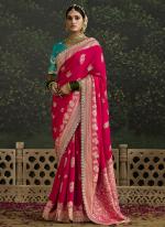 Dola Silk Rani Pink Wedding Wear Embroidery Work Saree